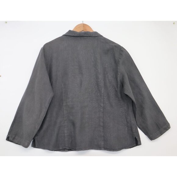 Cut Loose Womens Natural Hand Dyed  Button-Down 3/4 Sleeve Linen Shirt XL Office - Picture 8 of 10